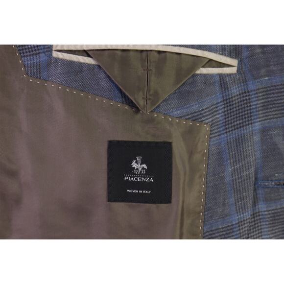 Hugo Boss Tailored Blue Plaid Linen Silk Sportcoat Blazer Current Piacenza 40R - Picture 9 of 11